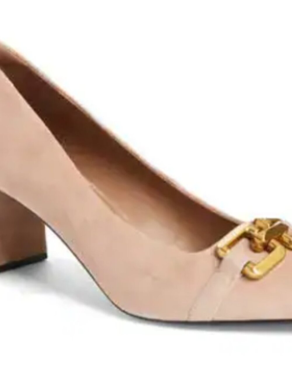 Jeffrey Campbell Lasting-2 Natural Suede Pointed-Toe Pumps with Bronze Detail